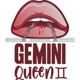 Sexy Woman Lips Chain Gemini Queen Birthday Horoscope Zodiac Symbol SVG JPG PNG Vector Clipart Cricut Silhouette Cut Cutting