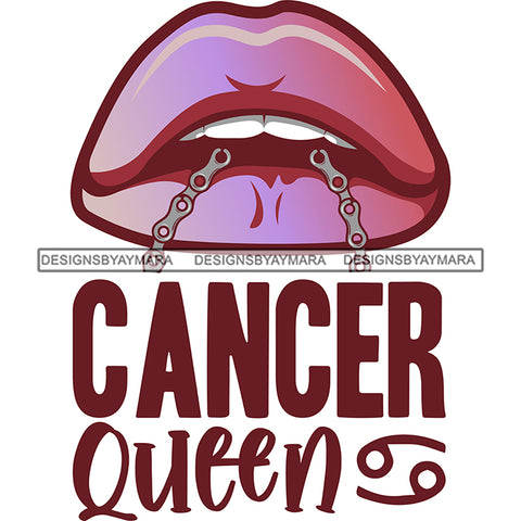 Sexy Woman Lips Chain Cancer Queen Birthday Horoscope Zodiac Symbol SVG JPG PNG Vector Clipart Cricut Silhouette Cut Cutting