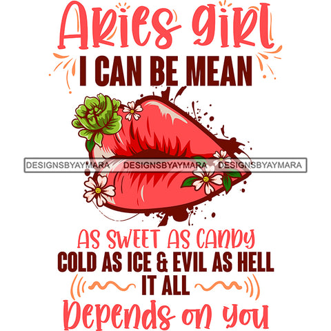 Sexy Woman Lips Aries Girl Birthday Quote Celebration Horoscope Zodiac Sign SVG JPG PNG Vector Clipart Cricut Silhouette Cut Cutting