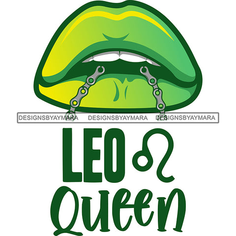 Sexy Woman Lips Chain Leo Queen Birthday Horoscope Zodiac Symbol SVG JPG PNG Vector Clipart Cricut Silhouette Cut Cutting