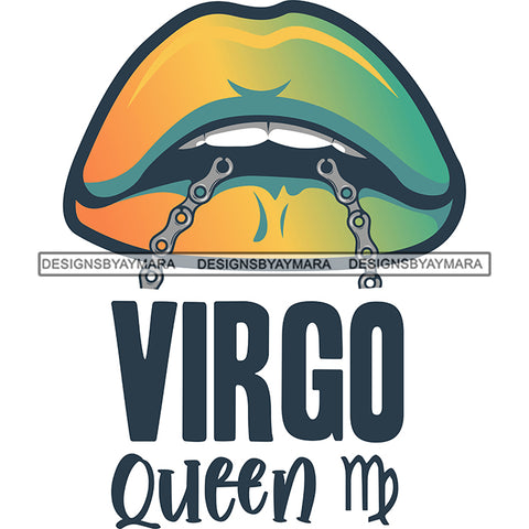 Sexy Woman Lips Chain Virgo Queen Birthday Horoscope Zodiac Symbol SVG JPG PNG Vector Clipart Cricut Silhouette Cut Cutting