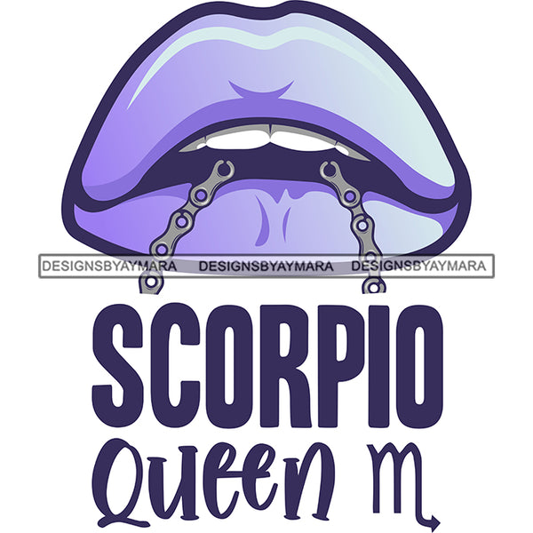 Sexy Woman Lips Chain Scorpio Queen Birthday Horoscope Zodiac Symbol SVG JPG PNG Vector Clipart Cricut Silhouette Cut Cutting