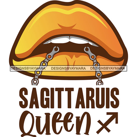 Sexy Woman Lips Chain Sagittarius Queen Birthday Horoscope Zodiac Symbol SVG JPG PNG Vector Clipart Cricut Silhouette Cut Cutting