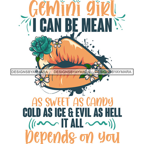 Sexy Woman Lips Gemini Girl Birthday Quote Celebration Horoscope Zodiac Sign SVG JPG PNG Vector Clipart Cricut Silhouette Cut Cutting