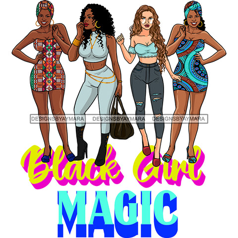 Black Girl Magic Friends Together Sistas Sisters Best Friend Family Melanin Nubian Vector Designs PNG JPG SVG Cutting Files For Silhouette Cricut and More!