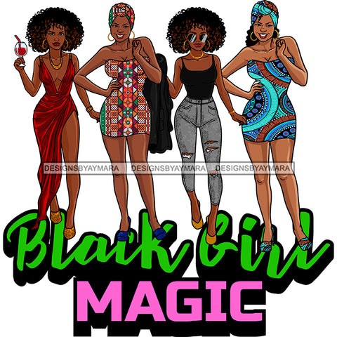 Black Girl Magic Friends Together Sistas Sisters Best Friend Family Melanin Nubian Vector Designs PNG JPG SVG Cutting Files For Silhouette Cricut and More!