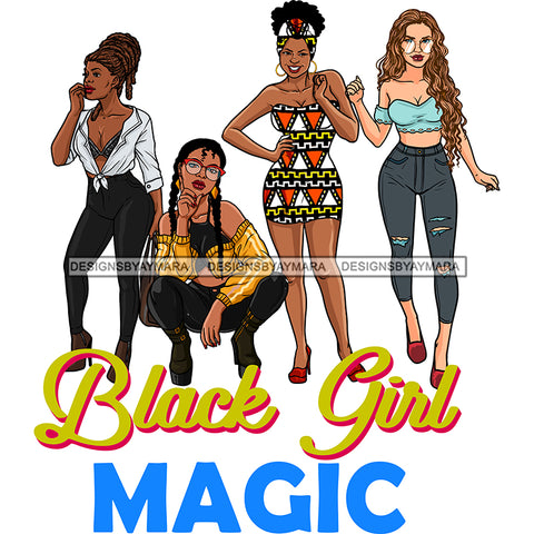 Black Girl Magic Friends Together Sistas Sisters Best Friend Family Melanin Nubian Vector Designs PNG JPG SVG Cutting Files For Silhouette Cricut and More!