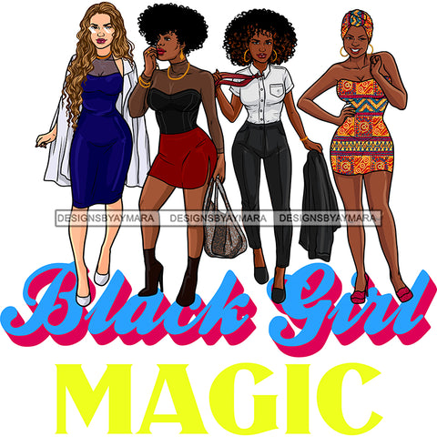 Black Girl Magic Friends Together Sistas Sisters Best Friend Family Melanin Nubian Vector Designs PNG JPG SVG Cutting Files For Silhouette Cricut and More!