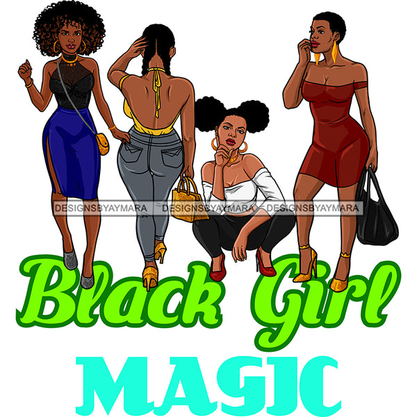 Black Girl Magic Friends Together Sistas Sisters Best Friend Family Melanin Nubian Vector Designs PNG JPG SVG Cutting Files For Silhouette Cricut and More!