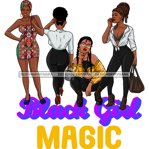 Black Girl Magic Friends Together Sistas Sisters Best Friend Family Melanin Nubian Vector Designs PNG JPG SVG Cutting Files For Silhouette Cricut and More!