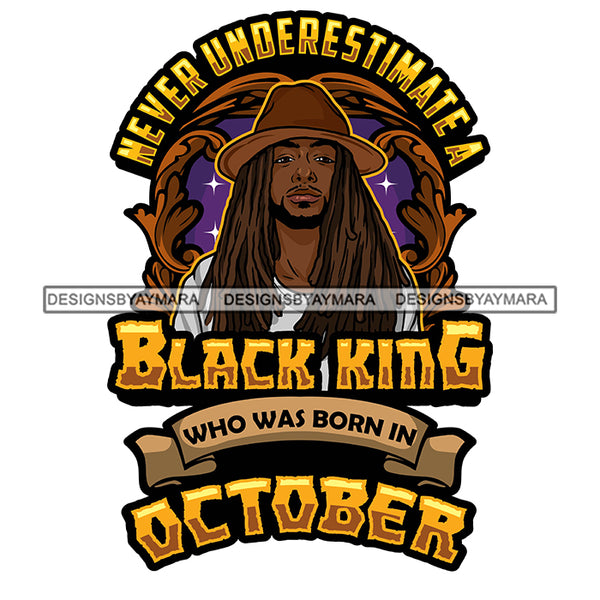 Sexy Afro Man King October Birthday Fashion Model Confident Hat Style Long Dreadlocks SVG JPG PNG Vector Clipart Cricut Silhouette Cut Cutting