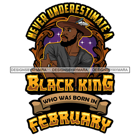 Sexy Afro Man King February Birthday Fashion Model Confident Watch Feather Hat Style SVG JPG PNG Vector Clipart Cricut Silhouette Cut Cutting