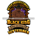 Sexy Afro Man King September Birthday Smiling Shirtless Cowboy Hat Style SVG JPG PNG Vector Clipart Cricut Silhouette Cut Cutting