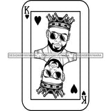 Ace King Man Royalty Blackjack Casino Card Game Attractive Black Man Bearded Hipster Male Guy Hombre Macho Manly SVG Files For Cutting