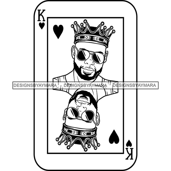 Ace King Man Royalty Blackjack Casino Card Game Attractive Black Man Bearded Hipster Male Guy Hombre Macho Manly SVG Files For Cutting