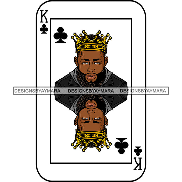 Ace King Man Royalty Blackjack Casino Card Game Attractive Black Man Bearded Hipster Male Guy Hombre Macho Manly SVG Files For Cutting