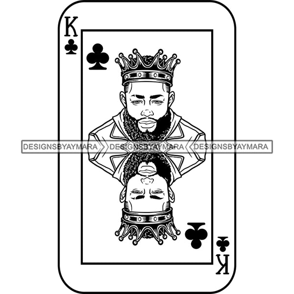 Ace King Man Royalty Blackjack Casino Card Game Attractive Black Man Bearded Hipster Male Guy Hombre Macho Manly SVG Files For Cutting