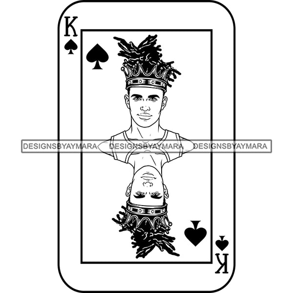 Ace King Man Royalty Blackjack Casino Card Game Attractive Black Man Bearded Hipster Male Guy Hombre Macho Manly SVG Files For Cutting