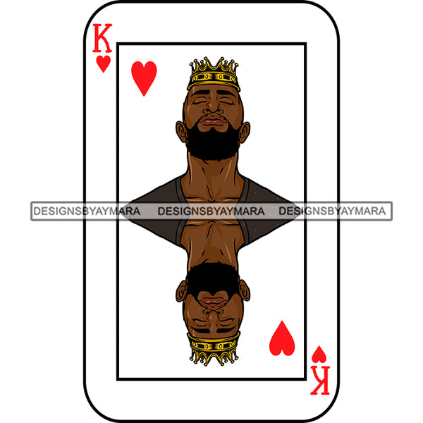 Ace King Man Royalty Blackjack Casino Card Game Attractive Black Man Bearded Hipster Male Guy Hombre Macho Manly SVG Files For Cutting