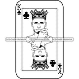 Ace King Man Royalty Blackjack Casino Card Game Attractive Black Man Bearded Hipster Male Guy Hombre Macho Manly SVG Files For Cutting