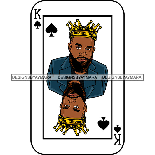 Ace King Man Royalty Blackjack Casino Card Game Attractive Black Man Bearded Hipster Male Guy Hombre Macho Manly SVG Files For Cutting