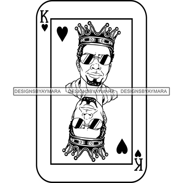 Ace King Man Royalty Blackjack Casino Card Game Attractive Black Man Bearded Hipster Male Guy Hombre Macho Manly SVG Files For Cutting