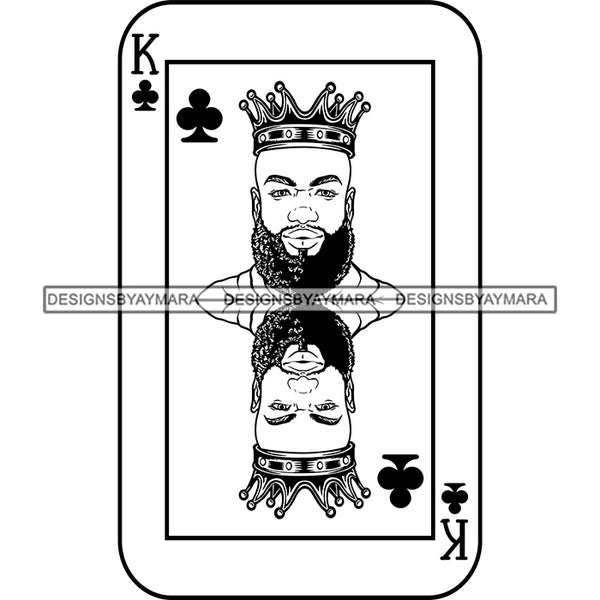 Ace King Man Royalty Blackjack Casino Card Game Attractive Black Man Bearded Hipster Male Guy Hombre Macho Manly SVG Files For Cutting