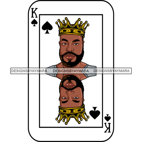 Ace King Man Royalty Blackjack Casino Card Game Attractive Black Man Bearded Hipster Male Guy Hombre Macho Manly SVG Files For Cutting