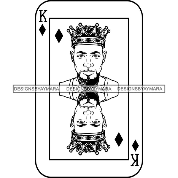 Ace King Man Royalty Blackjack Casino Card Game Attractive Black Man Bearded Hipster Male Guy Hombre Macho Manly SVG Files For Cutting