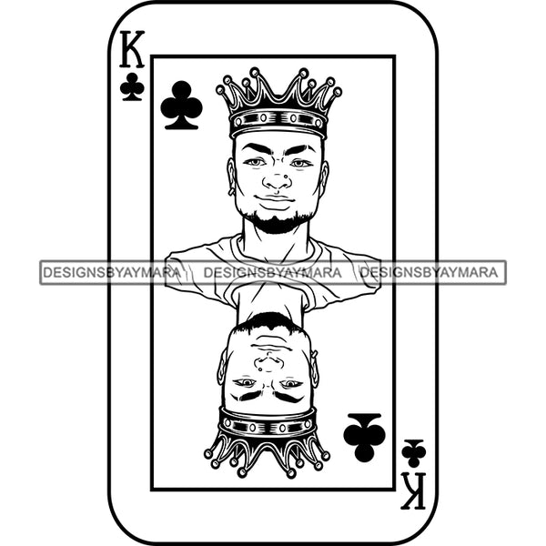 Ace King Man Royalty Blackjack Casino Card Game Attractive Black Man Bearded Hipster Male Guy Hombre Macho Manly SVG Files For Cutting