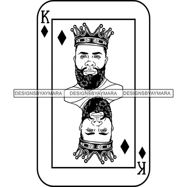 Ace King Man Royalty Blackjack Casino Card Game Attractive Black Man Bearded Hipster Male Guy Hombre Macho Manly SVG Files For Cutting