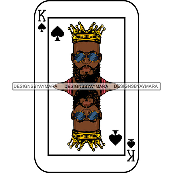 Ace King Man Royalty Blackjack Casino Card Game Attractive Black Man Bearded Hipster Male Guy Hombre Macho Manly SVG Files For Cutting