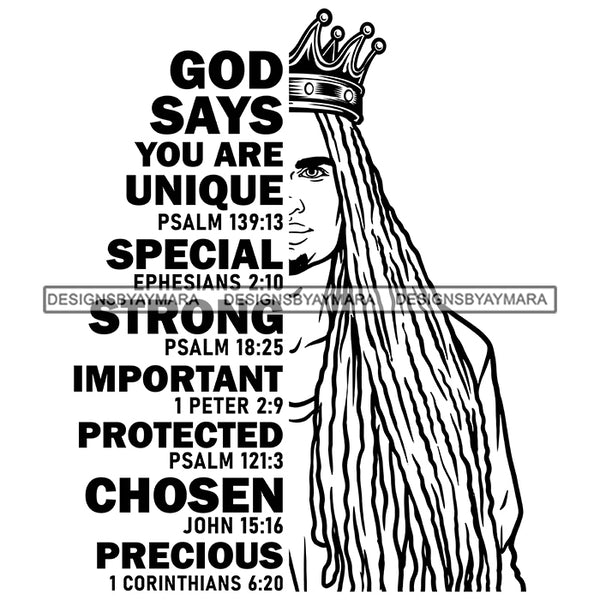 Black King African Man God Says You Are Strong Powerful Male Respect PNG JPG SVG Cutting Files For Silhouette Cricut and More!