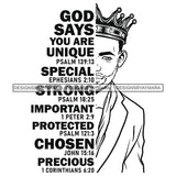 Black King African Man God Says You Are Strong Powerful Male Respect PNG JPG SVG Cutting Files For Silhouette Cricut and More!