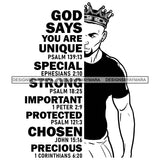 Black King African Man God Says You Are Strong Powerful Male Respect PNG JPG SVG Cutting Files For Silhouette Cricut and More!