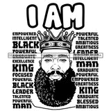 Black King African Man God Says You Are Strong Powerful Male Respect PNG JPG SVG Cutting Files For Silhouette Cricut and More!