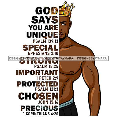Black King African Man God Says You Are Strong Powerful Man Male Respect PNG JPG SVG Cutting Files For Silhouette Cricut and More!