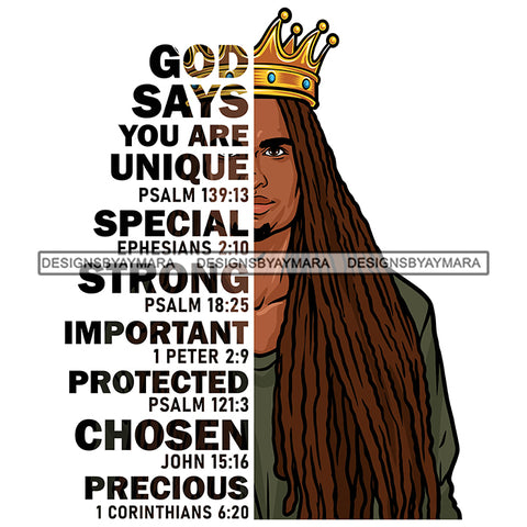 Black King African Man God Says You Are Strong Powerful Man Male Respect PNG JPG SVG Cutting Files For Silhouette Cricut and More!