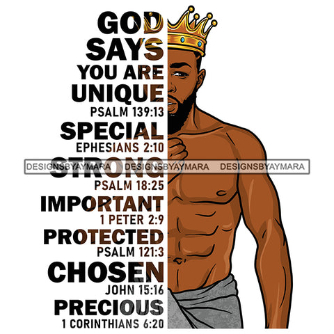 Black King African Man God Says You Are Strong Powerful Man Male Respect PNG JPG SVG Cutting Files For Silhouette Cricut and More!