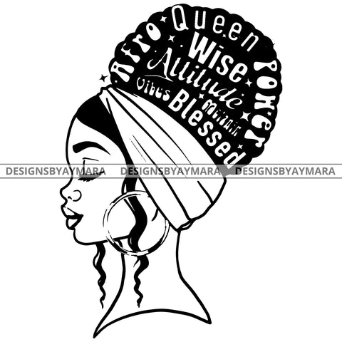 Blessed Goddess Diva Black Queen In BW  SVG JPG PNG Vector Clipart Cricut Silhouette Cut Cutting
