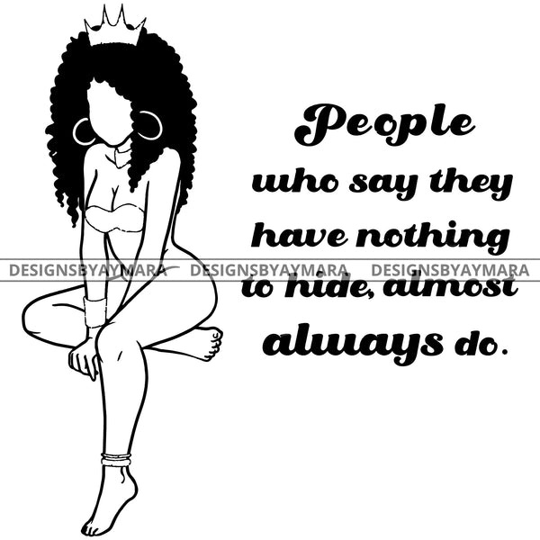 Black Queen Crowned In Black And White SVG JPG PNG Vector Clipart Cricut Silhouette Cut Cutting