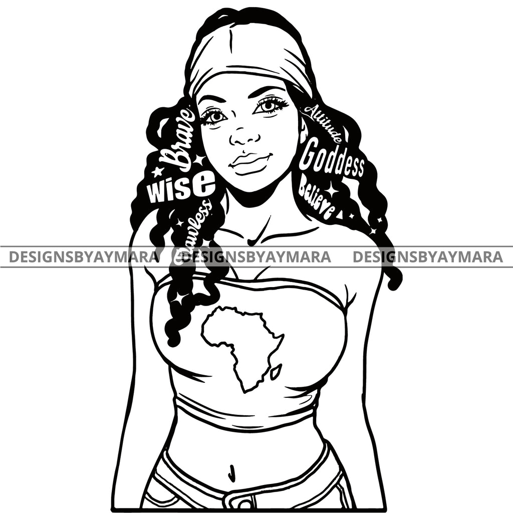 Wise Attitude Goddess Diva Bw With Words Africa Svg Jpg Png Vector Cli 