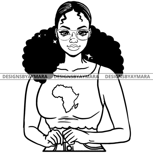 Confident Attitude Goddess Diva BW With No Words Africa SVG JPG PNG Vector Clipart Cricut Silhouette Cut Cutting