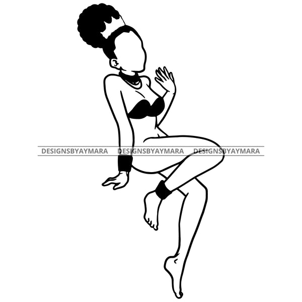 Black Queen Crowned In Black And White No Face SVG JPG PNG Vector Clipart Cricut Silhouette Cut Cutting