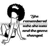 Black Queen Crowned In Black And White No Face Quote SVG JPG PNG Vector Clipart Cricut Silhouette Cut Cutting