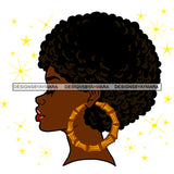 Black Woman Big Afro Sideview Proud Big Hoop Earrings In Color SVG JPG PNG Vector Clipart Cricut Silhouette Cut Cutting