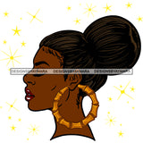 Black Woman Sideview Proud Big Hoop Earrings In Color SVG JPG PNG Vector Clipart Cricut Silhouette Cut Cutting