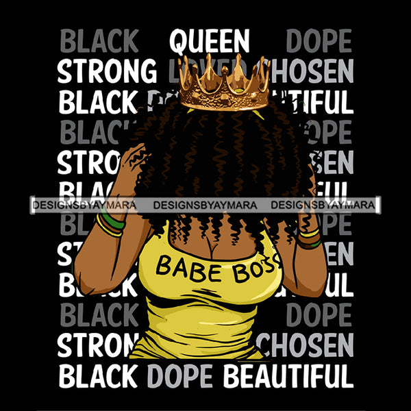 Afro Black Woman Sexy Covering Face Queen Life Quotes Strong Chosen Dope Curly Hair Style SVG Cutting Files For Silhouette Cricut