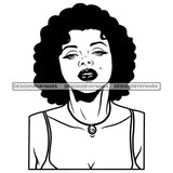 Black Hot Sexy Woman Wearing Yellow Bra Showing Cleavage Beauty Bone Black Mole Curly Hairs Style Girl Jewelry Necklace Makeup Red Lipstick Magic Melanin Nubian African American Lady SVG JPG PNG Vector Clipart Cricut Silhouette Cut Cutting Black And White