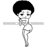 Afro Cute Sexy Betty Sensual Curvy Short Dress Boss Lady Big Eyes Queen Melanin Curly Afro Hair Style SVG PNG JPG Cutting Files For Silhouette Cricut More